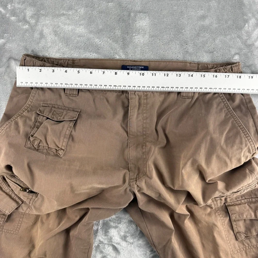 Roundtree & Yorke Outdoors Mens 38x29 Brown Cargo Pants Sunfaded Hiking Y2K